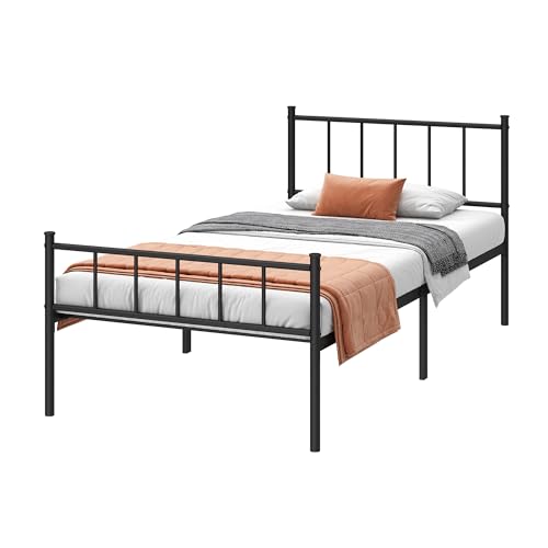 DIIYIV Twin Metal Bed Frame,Steel Slat Support,Noise Free,Easy Assembly | Twin Size Bed,Mattress Foundation,Underbed Storage,No Box Spring Needed - size: Twin
