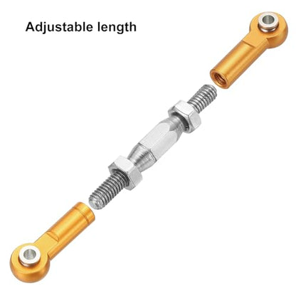 MECCANIXITY 4 Pcs Steering Servo Turnbuckle Rod RC Aluminum Alloy Linkages for HSP 1/10 94123 On-Road RC Car (Gold Tone, 62mm) - color: Gold Tone, size: 62mm