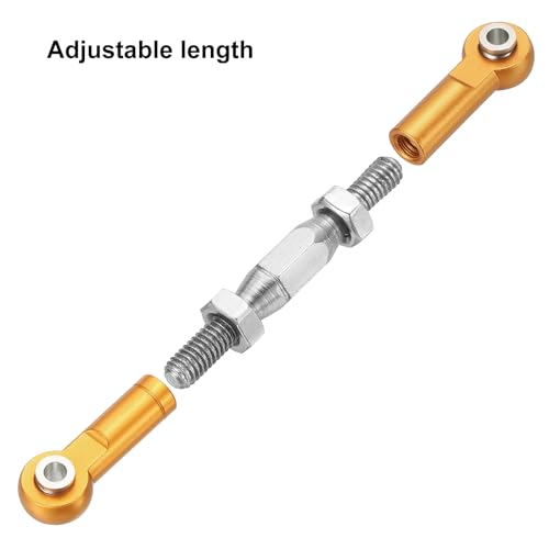 MECCANIXITY 1 Pcs Steering Servo Turnbuckle Rod RC Aluminum Alloy Linkages for HSP 1/10 94123 On-Road RC Car (Gold, 62mm) - color: Gold
