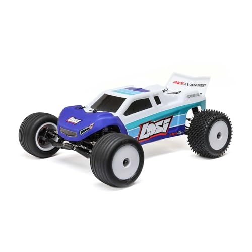 Losi 1/18 Mini-T 2.0 2S 2 Wheel Drive RTR Brushless Stadium Truck Battery & Charger Included Blue LOS-1056T2 - color: Blue