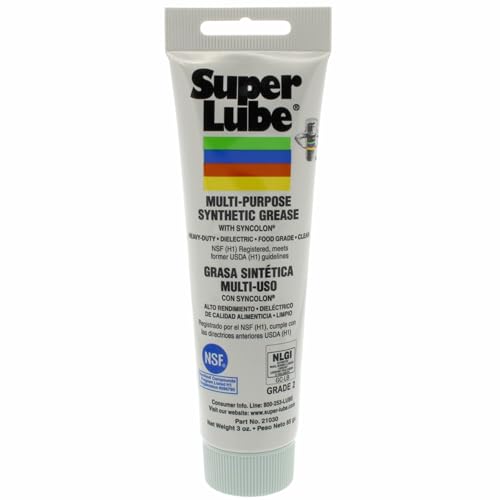 Super Lube Multi-Purpose Synthetic Grease w/ Syncolon - High Temperature, Water & Corrosion Resistant Grease - Workshop & Industrial Use - Food Grade - Translucent White - Tube - 3 oz (21030) - size: 3 oz Tube - Pack of 1