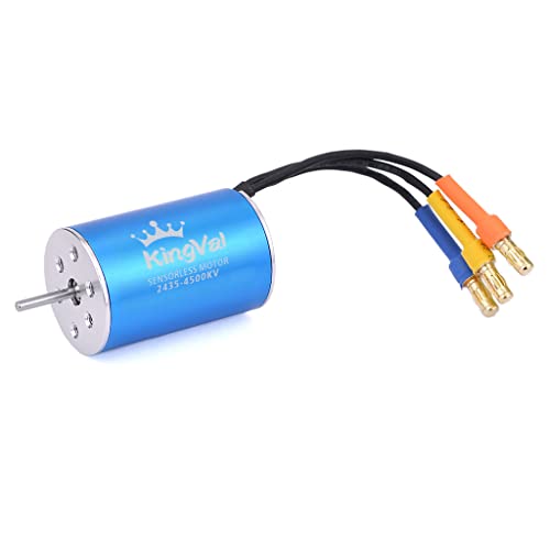 KingVal Replacement 2435 4500KV Sensorless Brushless Motor Shaft 2.0mm Compatible with 1/16 1/18 RC Car - size: 4500KV(ø2mm Shaft), style: 2435