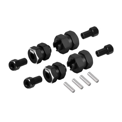 INJORA Black Brass Wheel Hexadecimal Hub + 5 mm Extender for 1/24 SCX24
