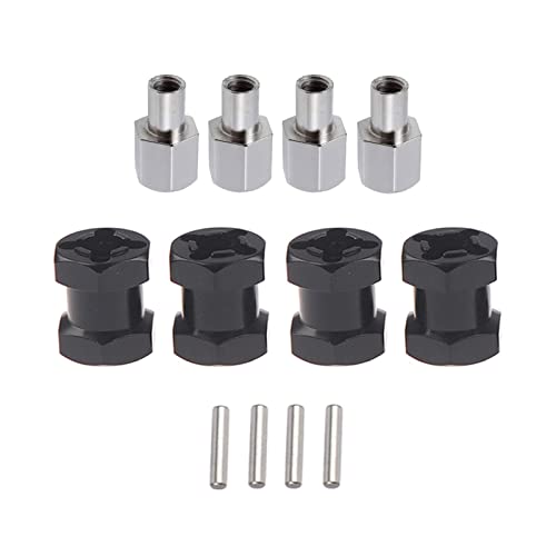 4Pcs 12mm Hex Hub Adapter 15mm Offset for 1/10 RC Crawler Black | 15mm Extension Adapter, Alloy Metal, Black - size: 15mm