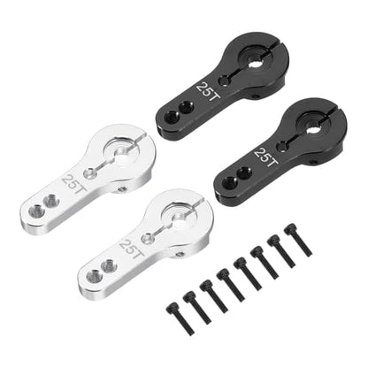 MECCANIXITY 4 Pcs Aluminum Alloy 25T Steering Servo Arm Horn for DIY RC Car/Boat/Airplane Boat Accessories, Black/Silver - color: Black/Silver