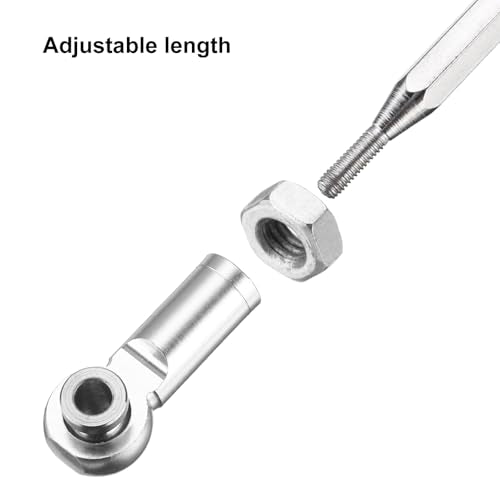 MECCANIXITY 2 Sets Adjustable Turnbuckles Camber Link Linkages Aluminum Alloy Upgrade Parts RC Car Steering Pull Rod Servo Linkages Tie Rod for MN 1:12 D90 RC Car Crawler,Silver - color: Silver