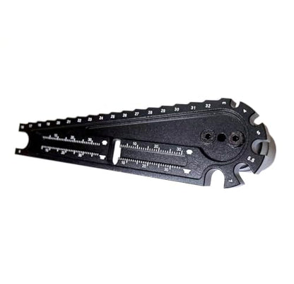 RC Ride Height Gauge & Turnbuckle Wrench 4-in-1 Tool for 1/10 1/8 Car | 4 tools: ride height gauge, L-shape 17mm hub wrench, turnbuckle wrench (3-8mm), screw gauge (0-35mm). aluminum, pocket-size.