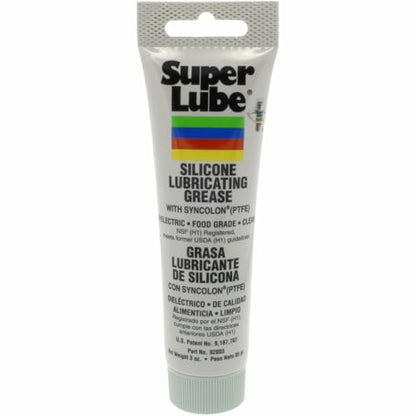 Super Lube 92003 Silicone Lubricating Grease with PTFE, 3 oz Tube, Translucent White - size: 3oz Tube