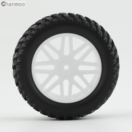 1/10 RC Off Road Tires And Wheels 12mm Hex Rubber Short Course Truck Tyres With Foam Insert For 1:10 Scale Buggy Car ARRMA Traxxas Wltoys 144001 Losi HSP 94107 94170 94155 94177 4PCS (White) - color: White
