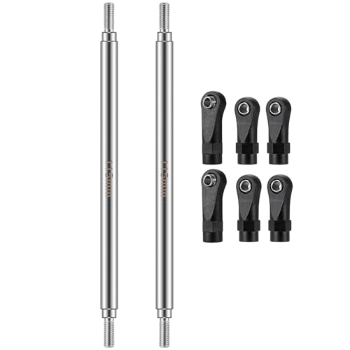 2Pcs Stainless Steel Link Rod Linkage Plastic Link Rod End，115mm | 55mm-155mm，Upgrade Parts，For Axial 1/10 SCX10 TRX4，RC Crawler Car - style: 115mm