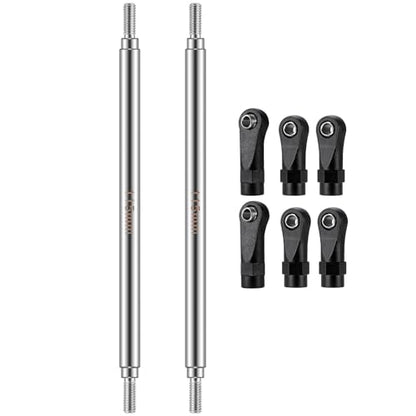 2Pcs Stainless Steel Link Rod Linkage Plastic Link Rod End，115mm | 55mm-155mm，Upgrade Parts，For Axial 1/10 SCX10 TRX4，RC Crawler Car - style: 115mm