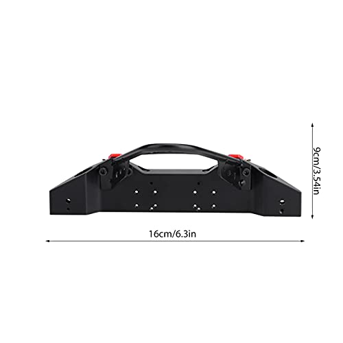RC Front Bumper, Metal Front Bumper with 2 LED Lights for TRX4 1/10 Scale RC Crawler Car(Black)