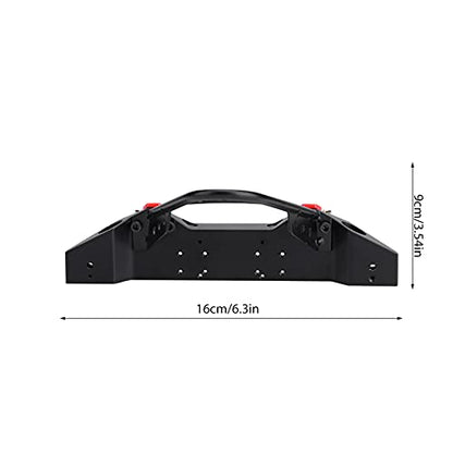 ZJchao RC Bumper, RC Front Bumper Metal Front Upper with 2 LED Lights for ‑4 1/10 Scale Crawler (Black) - color: Black