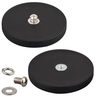 MUTUACTOR 2pcs Super Powerful Neodymium Pot Magnet,60lbs Anti-Slip Heavy Duty Rubber Coated Magnets with M4 Female Threaded,Magnetic Mount Rare Earth Magnets for Holding Lightings Camera and Objects - style: Anti-scratch 60 lbs M4 Female 2pcs