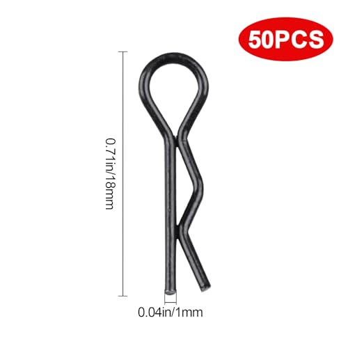 HobbyPark Small 1/16 1/18 Body Clips Bent Springy R Pins Black RC Car Shell Replacement Parts (50-Pack)