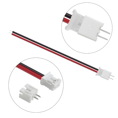 100Pcs Jst 2.0 Ph 2 Pin Connector Plug, Include 50pcs Mini 2 Pin Jst Ph2.0 Connector Plug Female with 150mm Cable Wire & 50pcs Male Micro Jst Ph2.0mm 2Pin Connector Plug - size: Jst-2.0-Ph-2Pin-50pcs