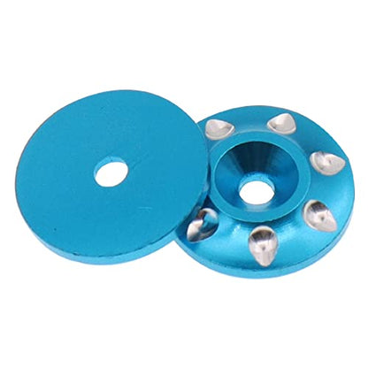 2PCS Metal Rear Wing Buttons Washer,Universal Rear Fixed Tail Protection Spacer/Gasket Compatible with 1/10 RC Off Road Short Truck Buggy Racing Car(Blue) - color: Blue