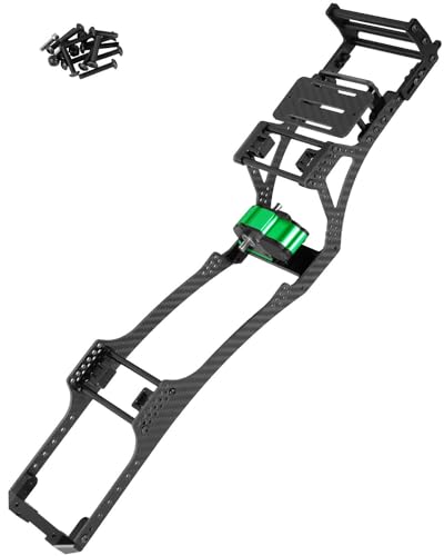 RC Carbon Fiber Frame Chassis w/Gearboxes Upgrades Part for 1/10 SCX10 SCX10 II 90046 90047 RC Crawler Car,Green - color: Green - Parts