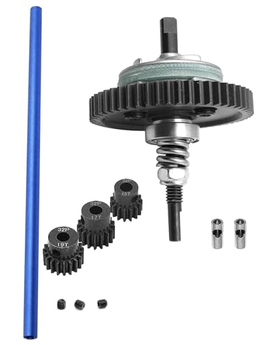 Center Driveshaft 6855 & Complete Slipper Clutch 6878 Metal Differential Gear with 32 Pitch 15T/17T/19T Pinions Gear Set for 1/10 Slash 4X4 VXL/Platinum/Ultimate,Navy Blue
