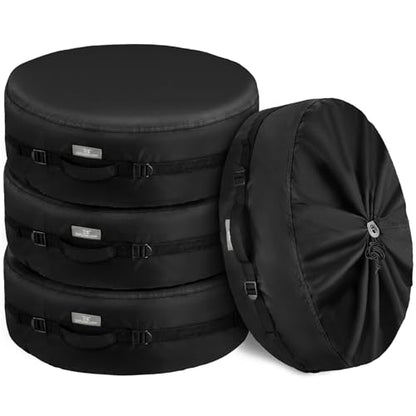 Explore Land Seasonal Tire Cover - Spare Tire Bag with Handle, Heavy Duty Winter Wheel Storage Tote Against Dust and Scratches, 4 Pack (Fits Diameters 26''-28.75'', Black) - size: M (Fits Tire Diameters 26''-28.75''), style: Tire Storage Bag-Black