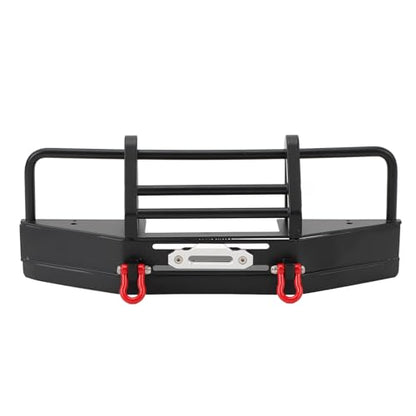 Metal Front Bumper for Axial SCX10 110 RC Crawler with Trailer Hitch, Heavy Duty Iron Impact Protection Upgrade Part, Black