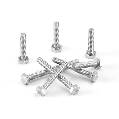 M4 x 20mm 25mm 30mm 35mm 40mm Heavy Duty Hexagon Bolts Hex Head Screws, 304 Stainless Steel, Metric Machine Fully Threaded, Bright Finish, Assortment Kit 50PCS - size: M4 x 20/25/30/35/40mm (50PCS)