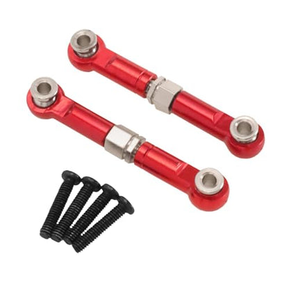 2X 1/14 RC Steering Linkage Aluminum Alloy Adjustable Tie Rods for 14211 Model RC Hobby Car Parts- Red - color: Red