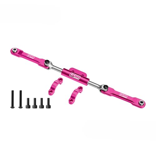 GPM 7075 Aluminum Front Steering Link Set for Vanquish 1/10 H10 Optic Yokohama Sparco RC Crawler Car Upgrade Parts (Pink) - color: Pink