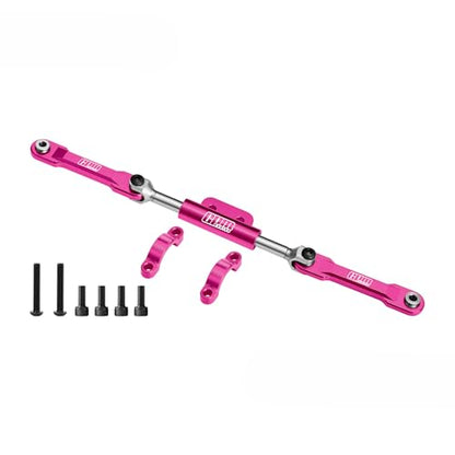 GPM 7075 Aluminum Front Steering Link Set for Vanquish 1/10 H10 Optic Yokohama Sparco RC Crawler Car Upgrade Parts (Pink) - color: Pink