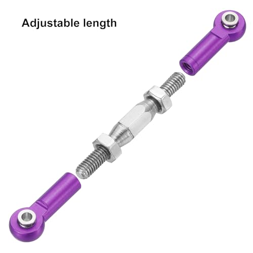 MECCANIXITY 4 Pcs Steering Servo Turnbuckle Rod RC Aluminum Alloy Linkages for HSP 1/10 94123 On-Road RC Car (Purple, 62mm) - color: Purple, size: 62mm