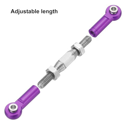 MECCANIXITY 3 Pcs Steering Servo Turnbuckle Rod RC Aluminum Alloy Linkages for HSP 1/10 94123 On-Road RC Car (Purple, 62mm) - color: Purple