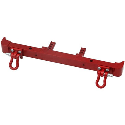 Aluminum Front Rear Bumper & Trailer Hook Compatibke with MN Model MN128 MN-128 1/12 RC Car (Red) - color: Red