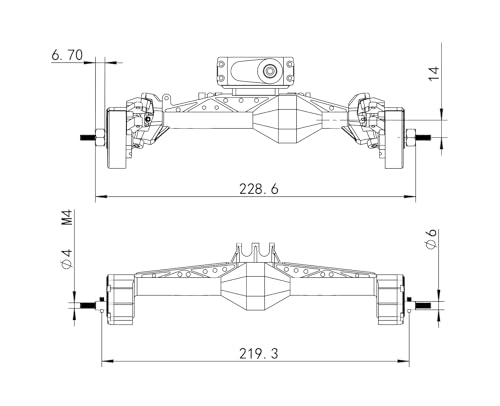 MEUS RACING Capra 1.9 Portal Axles Kit with Isokinetic 3-Section CVDs and Ackerman Steering Structure for Axial Capra 1.9 4X4 and DIY SCX10 SCX10 II Upgrades Parts (Standard-Black) - color: Standard-black