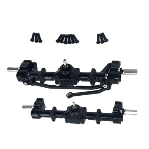 Rc Crawlers Axles Compatible With WPL C14 C24 C34 B14 B24 RC Car Upgrade Modification Part Front Rear Portal Bridge Axle Differential Assembly Kit(Black) - color: Black