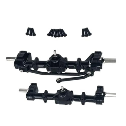 Rc Crawlers Axles Compatible With WPL C14 C24 C34 B14 B24 RC Car Upgrade Modification Part Front Rear Portal Bridge Axle Differential Assembly Kit(Black) - color: Black