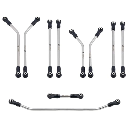 10PCS Grade 5 Titanium High Clearance Chassis Links and Steering Links Set for Axial 1/8 AXP8 Gilamon Trail Buggy Upgrade