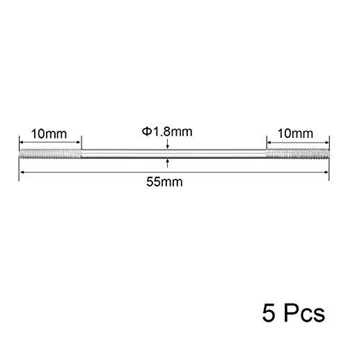 uxcell M2x55mm Pushrod Connector Stainless Steel Rod Linkage,for RC Boat,Car,Airplane,Helicopter,5pcs - size: M2x55mm