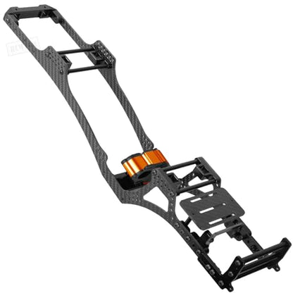 RC Carbon Fiber Frame Chassis w/Gearboxes Upgrades Part for 1/10 SCX10 SCX10 II 90046 90047 RC Crawler Car,Orange - color: Orange - Parts