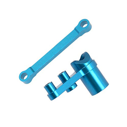Aluminum Steering Servo Saver Complete Ackerman Plate Upgrade Parts 102057 Compatible with Redcat Volcano Epx HSP Exceed 1/10 RC Truck Buggy Car (Blue)