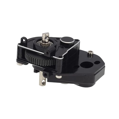 MEUS Racing RC Crawler Aluminum Transmission Gearbox, Assembled Transmission Case Complete Gearbox Upgrade Parts for 1/24 Axial SCX24 Deadbolt 90081 C10 Wrangler (HELIDIRECT) (Black) - color: Black