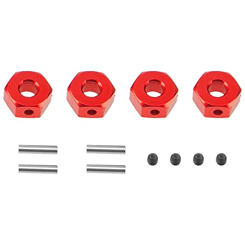 Metal 12mm Wheel Hex Hub Drive Adapters with Pins Screws Compatible with 1/10 Arrma Senton Granite Typhon Vorteks 3S Big Rock RC Car (Red) - color: Red
