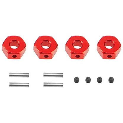 Metal 12mm Wheel Hex Hub Drive Adapters with Pins Screws Compatible with 1/10 Arrma Senton Granite Typhon Vorteks 3S Big Rock RC Car (Red) - color: Red