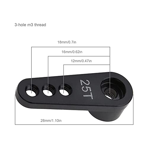 2X RC 25T Steering Servo Horn Arm 28mm Long 3 Holes M3 Thread for Remote Control Car Models 12mm 16mm 18mm Titanium Colour