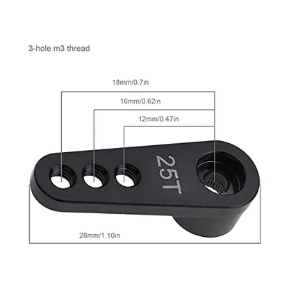 2X RC 25T Steering Servo Horn Arm 28mm Long 3 Holes M3 Thread for Remote Control Car Models 12mm 16mm 18mm Titanium Colour