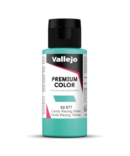 Vallejo - Premium Color RC Candy Racing Green 2.02 Fl.Oz. (60 ml) for Airbrushing, Acrylic-Polyurethane Hybrid Resin of Great Resistance Paint for Model and Hobby Use - style: Candy Racing Green