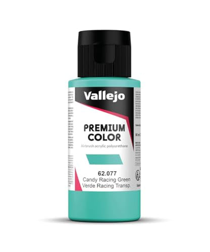 Vallejo - Premium Color RC Candy Racing Green 2.02 Fl.Oz. (60 ml) for Airbrushing, Acrylic-Polyurethane Hybrid Resin of Great Resistance Paint for Model and Hobby Use - style: Candy Racing Green