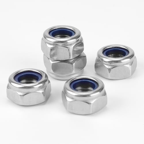 100 Pack 304 A2-70 M3 Nylon Lock Nuts | 100 Pack 304 A2-70 Stainless Steel M3 Nylock Nuts, Anti-Loose, for Micro Light Duty Industrial & Home Fastening - color: Silver, size: M3