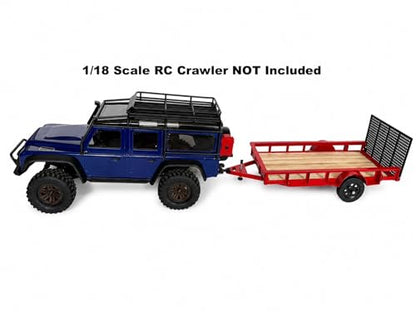 AM Scale 1/24-1/18 Utility Trailer, Compatible with axial SCX24, Traxxas TRX4M, Kyosho mini-z 4x4 (Red) - color: Red