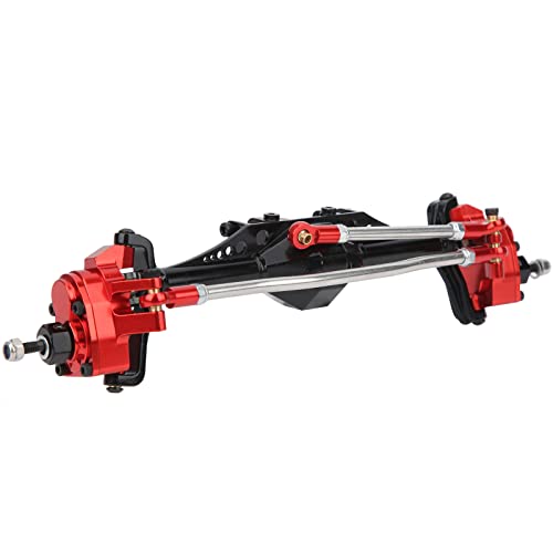 RC Front Axle Metal Remote Control Crawler Front Portal Axle Assembly for Axial Capra 1.9 UTB RC Car Upgrade Parts Aluminum Alloy Hardened Steel 250mm 465g 1Pc (Black Red)