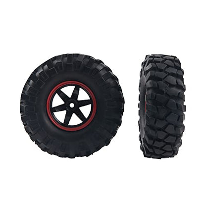 6-Spoke 1.9" Rubber Tires 108mm Wheels & 12mm Hex Hub Wheel Rims Compatible with 1/10 Axial D90 SCX10 CC01 TF2 RC Off-Road Climbing Crawler Car